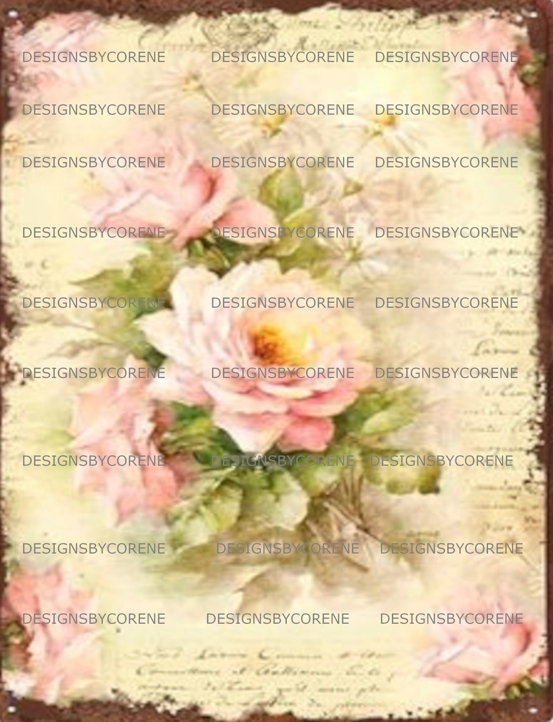 Shabby Chic Roses Floral Digital Art Print Wall Art Decor Printable ...