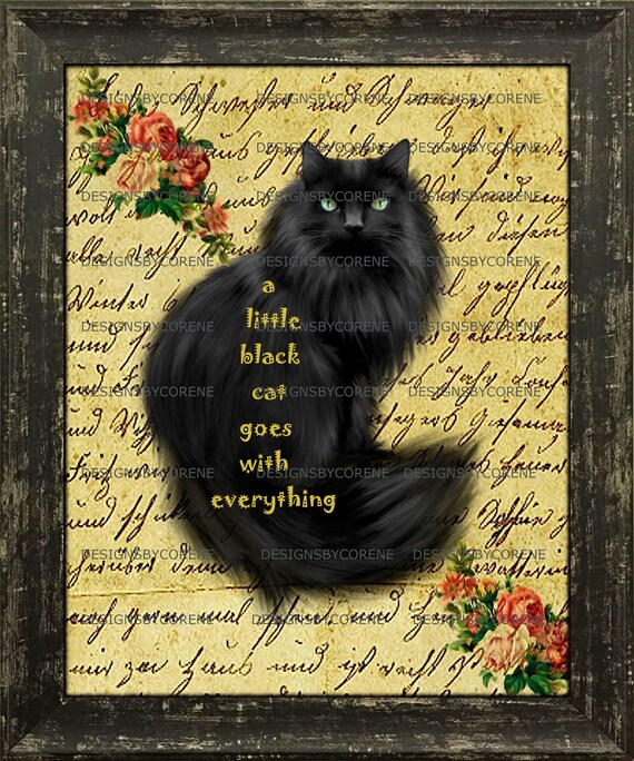 Black Cat Quote Wall Art Decor Print Digital Download Etsy