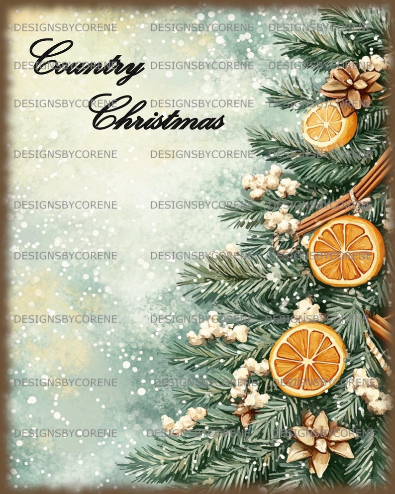 Vintage Country Christmas Tree Wall Art/ Cards/tags/clip Art, Decal
