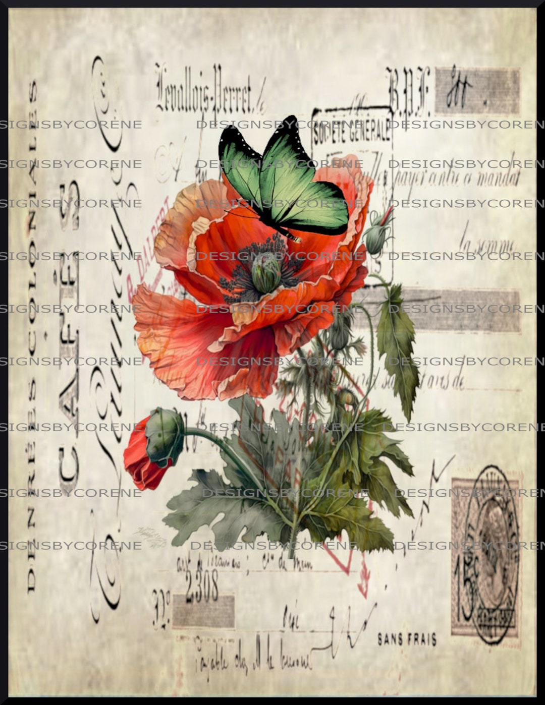 Vintage Floral Butterfly Wall Art Decor/decoupage/gift Etsy