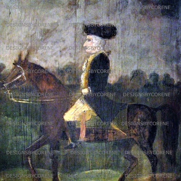 Primitive George Washington Antique Oil Painting Wall Art Printed on Cardstock and Mailed To You