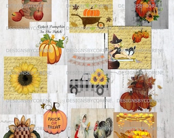 Primitive Autumn Fall Set of 12 Gift Tags, Pantry Logo Label Jpeg Digital File for Crock Jar, Labels, Pillows, Doll