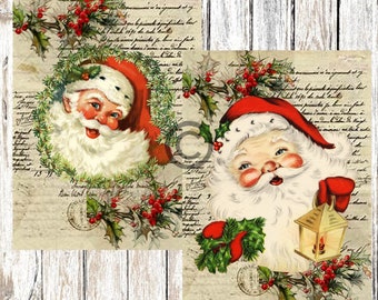 Printable Vintage Christmas Santa Wishlist - Digital Vintage Christmas Download