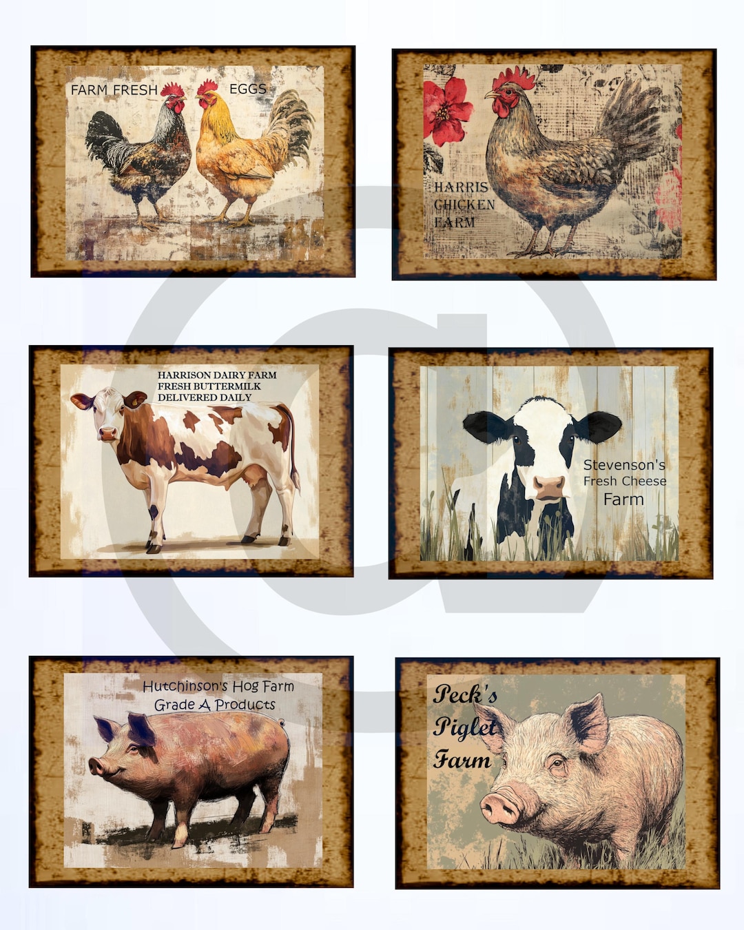 Vintage Style Primitive Farm Labels Transfers/junk Journal/scrapbook ...