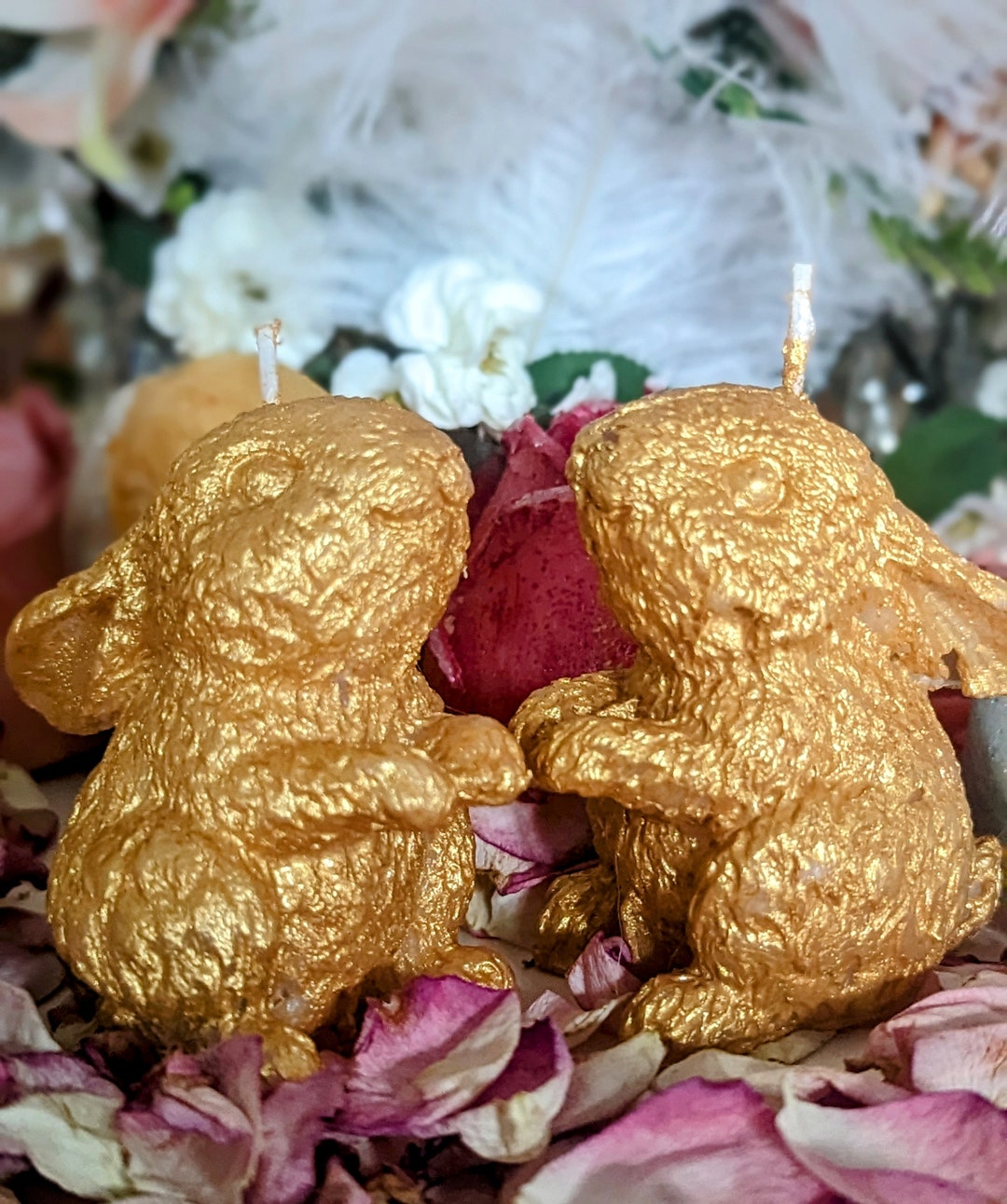 Bunny Rabbit Candles Hand Painted Gold - Etsy