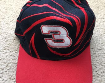 Men's Vintage 90s NASCAR Sports Image Dale Earnhardt 3 Striped SnapBack Hat