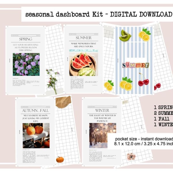 Frühling Sommer Herbst Winter Season Journal Kalender Einlage pocket