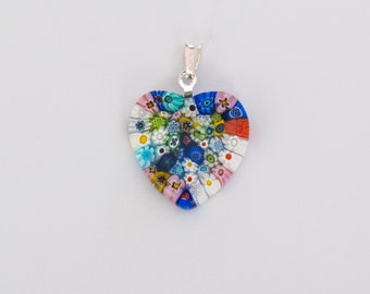 Murano Millefiori Heart Pendant