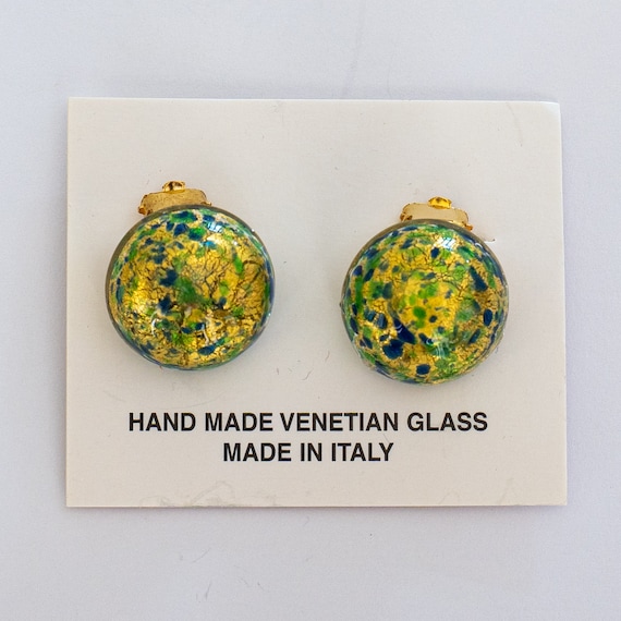 Boucles d'oreilles clip en verre de Murano : style impressionniste vénitien - France