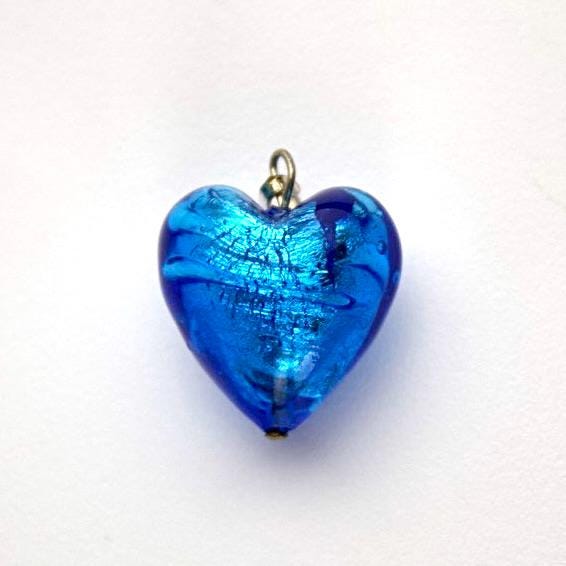 Collier Pendentif Coeur En Verre De Murano Multicolore - Fait Main En Italie, Neuf Avec étiquettes