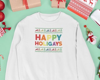 Happy Holigays Trui, Lelijke Gay Christmas Trui, Grappige Gay Christmas Trui, Queer Shirt, Pride, Gay Pride, Gay Pride Shirt, LGBT Pride