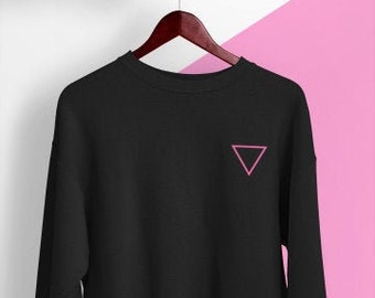 Sweater met ronde hals roze driehoek zakprint, Triangle Pride-sweater, Gay Pride-trui, Queer Pride-sweater, lesbische trui