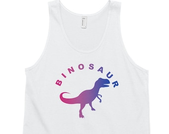 Bisexual Pride Shirt - Binosaur - Bi Pride Tank Top - Funny Bisexual Pride Shirt - Bisexual Flag Shirt - Unisex Black or White Tank Top