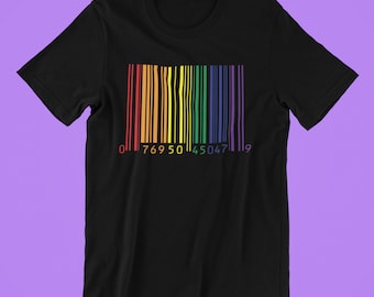 Rainbow Barcode Gay Pride Shirt , Gay Pride Shirts , Cute Shirt for Pride , Cute Pride Shirt , Rainbow Flag Shirt , Lesbian Pride Shirt