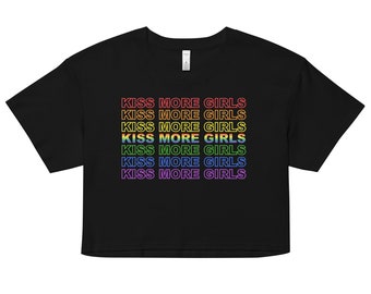 Kiss More Girls Rainbow Crop Top, Kiss More Girls Shirt, Lesbian Pride Crop Top, Cute Crop Top voor Pride, Gay Pride Crop Top, Gay Crop Top