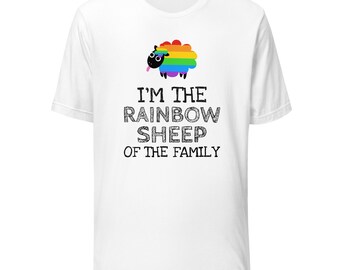 Rainbow schapen van de familie Premium T-shirt, Gay Pride T-shirt, schattig shirt voor trots, queer Pride shirt, Gay shirt, schattig Pride shirt