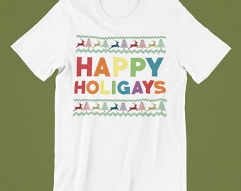 Happy Holigays Kerst shirt, Gay Holiday Shirt, Gay Shirt, Pride Shirt, LGBT Shirt, Pride Shirt, Pride, Gay Pride T-Shirt, Lesbisch Shirt