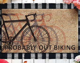 Probably Out Riding Doormat, Bicycle Door Mat, Bicycle Doormats, Welcome Funny Bike Doormats,  Welcome Mats, Bicycle Coir Mats U500