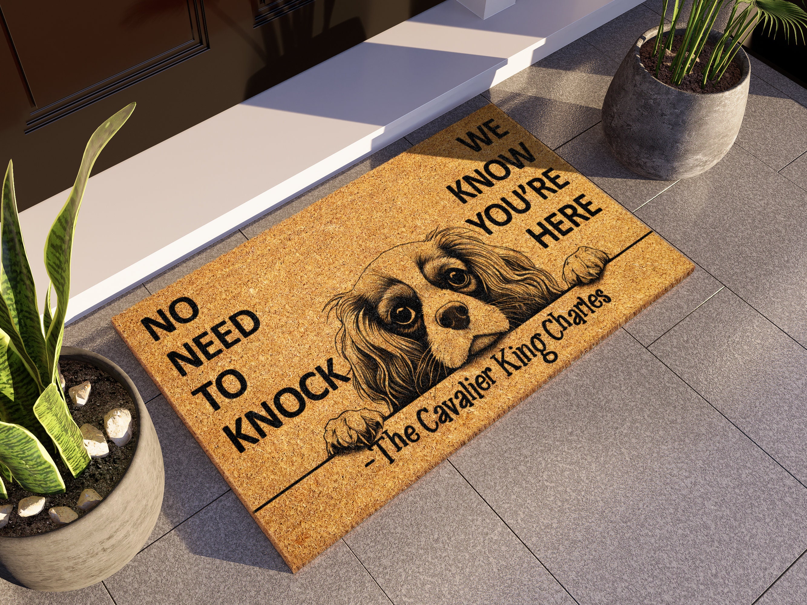 Cavalier King Charles Doormat, We Know You ARE Here Door Mats