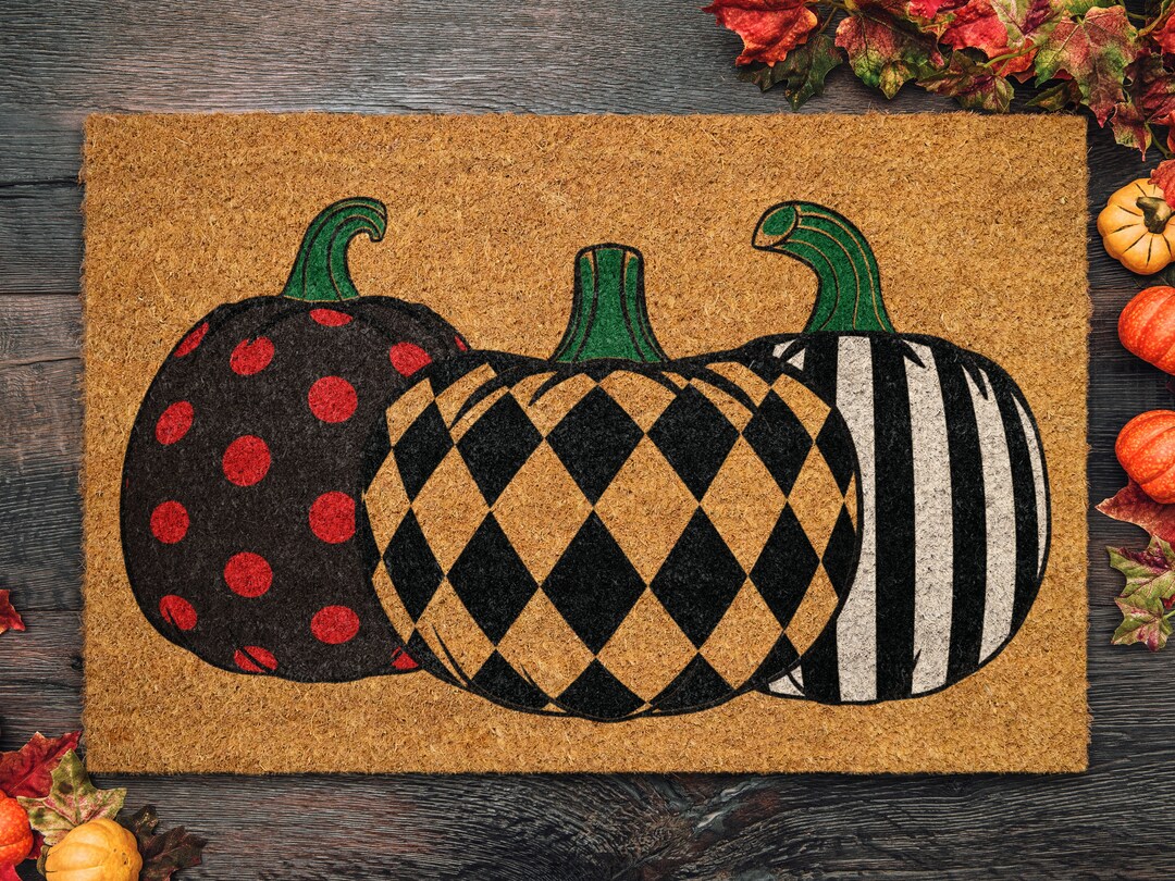 Halloween Fancy Pumpkins, Coir Door Mat, Fancy Pumpkins Mat