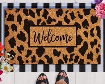 Cow Pattern Doormat, Boho Decor, Cow Print Boho Rug, Welcome Front Door Mat Outdoor Porch Decor, Welcome Doormat, Home Gifts, Outdoor Mats
