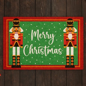 Merry Christmas Nutcracker, Nutcracker Christmas Snow Coir Door Mat, Front Door Mat, Outdoor Mats, Funny Doormat, Welcome Mats, Coir Mats