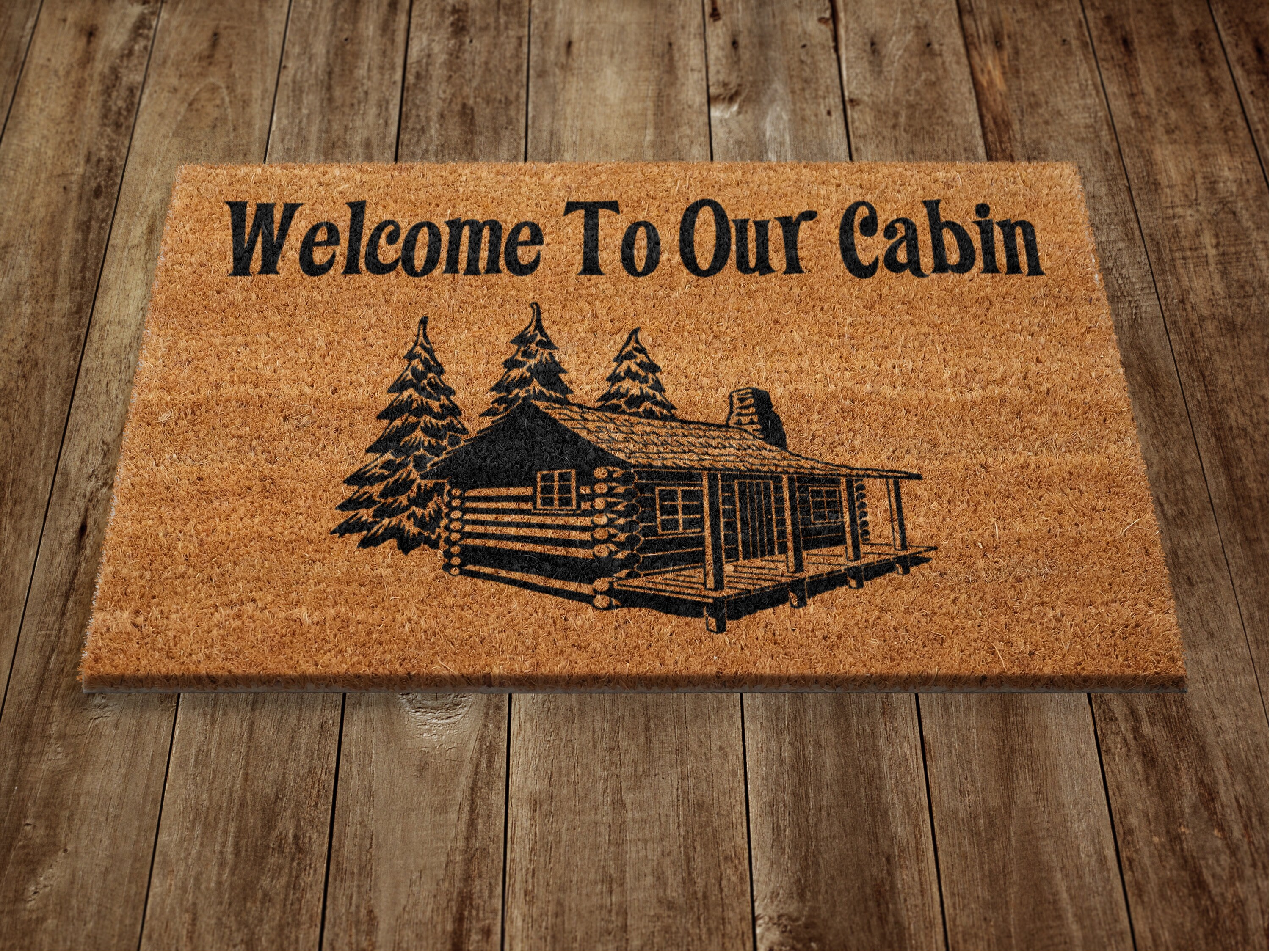 to the Our Cabin Door Mat Cabin Coir Door Etsy