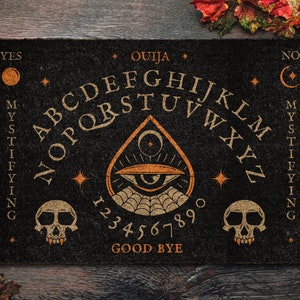 Halloween Skeleton Ouija Board Coir Door Mat, Welcome Halloween Front Door Mat, Outdoor Mats Funny Doormat, Halloween Decor Mat