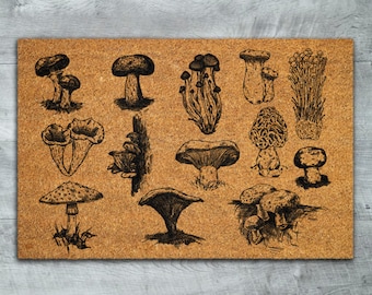 All Kind of Mushroom Door Mats, Mushrooms Welcome Coir Door Mats, Mushroom Funny Doormat, Welcome Outdoor Coir Mat