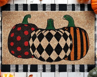 Halloween Fancy Pumpkins, Coir Door Mat, Welcome Fancy Pumpkins  Mat, Front Door Mat, Outdoor Mats, Funny Doormat, Pumpkin Welcome Mat SHBA