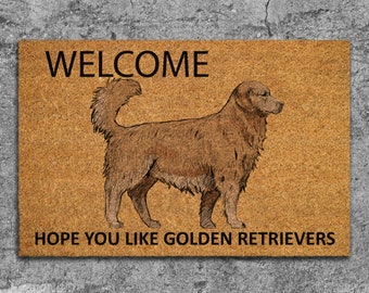 The Golden Retriever Coir Door Mat, Welcome Hope You like Golden Retrievers Dog Door Mats,  The Golden Retrievers Outdoor Doormat S608