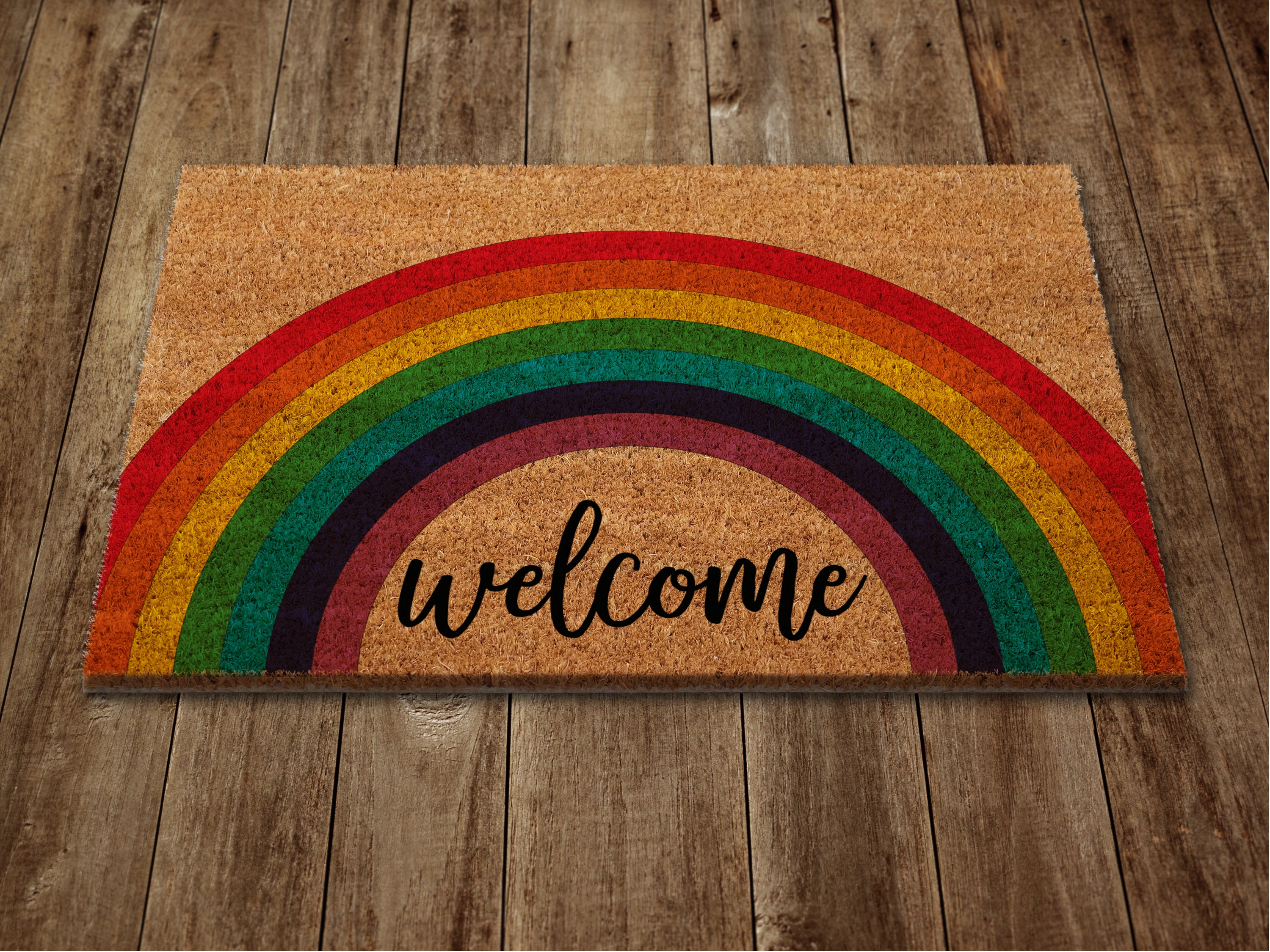 Rainbow Door Mat Rainbows Coir Door Mats Funny Etsy