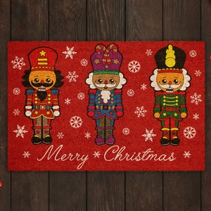 Merry Christmas Nutcracker, Christmas Snow Coir Door Mat, Front Door Mat, Outdoor Mats, Funny Doormat, Welcome Mats, Coir Mats