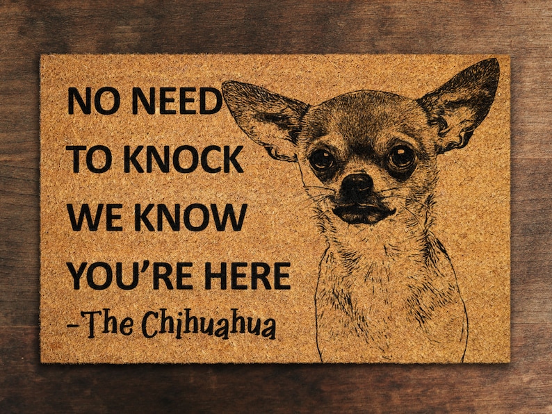 Welcome Chihuahuas Doormat, Chihuahuas Door Mat, No Need to Knock Chihuahua Doormat, Welcome Chihuahua Doormats, Welcome Dog Breed Mat S763 画像 1
