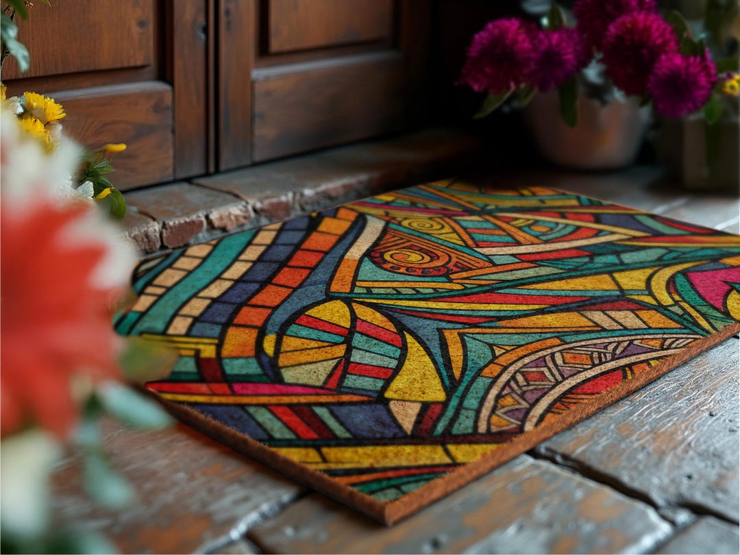 African Mat Pattern African Pattern Geometric Door Mats, Colorful Door Mats, Boho Mat ...
