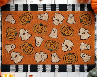 Halloween Ghosts Pumpkins, Coir Door Mat, Welcome Mat, Front Door Mat, Outdoor Mats, Funny Doormat, Fall Welcome Mats, Coir Mats, SAOAA