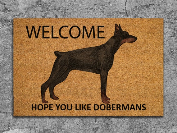 The Doberman Coir Door Mat, Welcome Hope You like Dobermans Dog Door Mats,  Funny Doberman Outdoor Doormat, Welcome The Doberman Mats S610