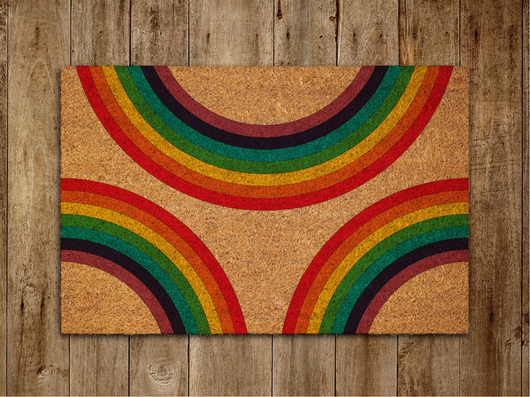 Rainbow Everywhere Door Mat, Rainbow Coir Door Mats, Couples Funny