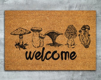 Mushroom Welcome Door Mats, Mushrooms Coir Door Mats, Mushroom Welcome Funny Doormat, Mushroom Outdoor Coir Mat