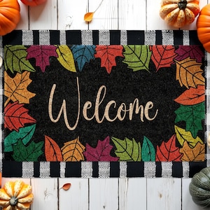 Fall Welcome Leaves, Welcome Coir Door Mat, Front Door Leaves Mat, Outdoor Mats, Funny Leaves Doormat, Fall Welcome Mats, Coir Mat SAODB