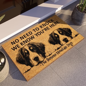 Bernese Mountain Dogs Peekaboo Doormat, Bernese Mountain Dogs Peekaboo Mats, No Need to Knock Bernese Mountain Dog Doormat, Welcome Dog S883