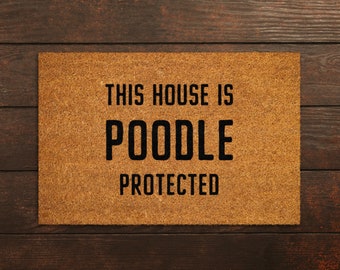 Poodle Coir Door Mat, Funny Dogs Door Mat, Funny This House Poodle Protected Doormat, Welcome Mats, Coir Mats