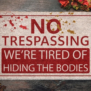 Halloween No Trespassing Coir Door Mat, Welcome Halloween Mat, Front Door Mat, Outdoor Mats, Funny Doormat, Halloween Decor Mat