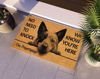 Pomeranian Doormat, We Know You ARE Here, Pomeranians Door Mat, Welcome Funny Doormat, Pomeranians Coir Mat, Pomeranian Mat, Dog Breeds S966