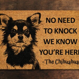 Welcome Chihuahuas Doormat, No Need to Knock Chihuahua Door Mat, Chihuahuas Doormat, Welcome Chihuahua Doormats, Welcome Dog Breed Mats S759