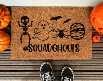 Halloween Squad Ghouls Funny Doormat, Coir Door Mat, Welcome Witches Mat, Front Door Mat, Outdoor Mats, Funny Doormat, Fall Welcome Coir Mat