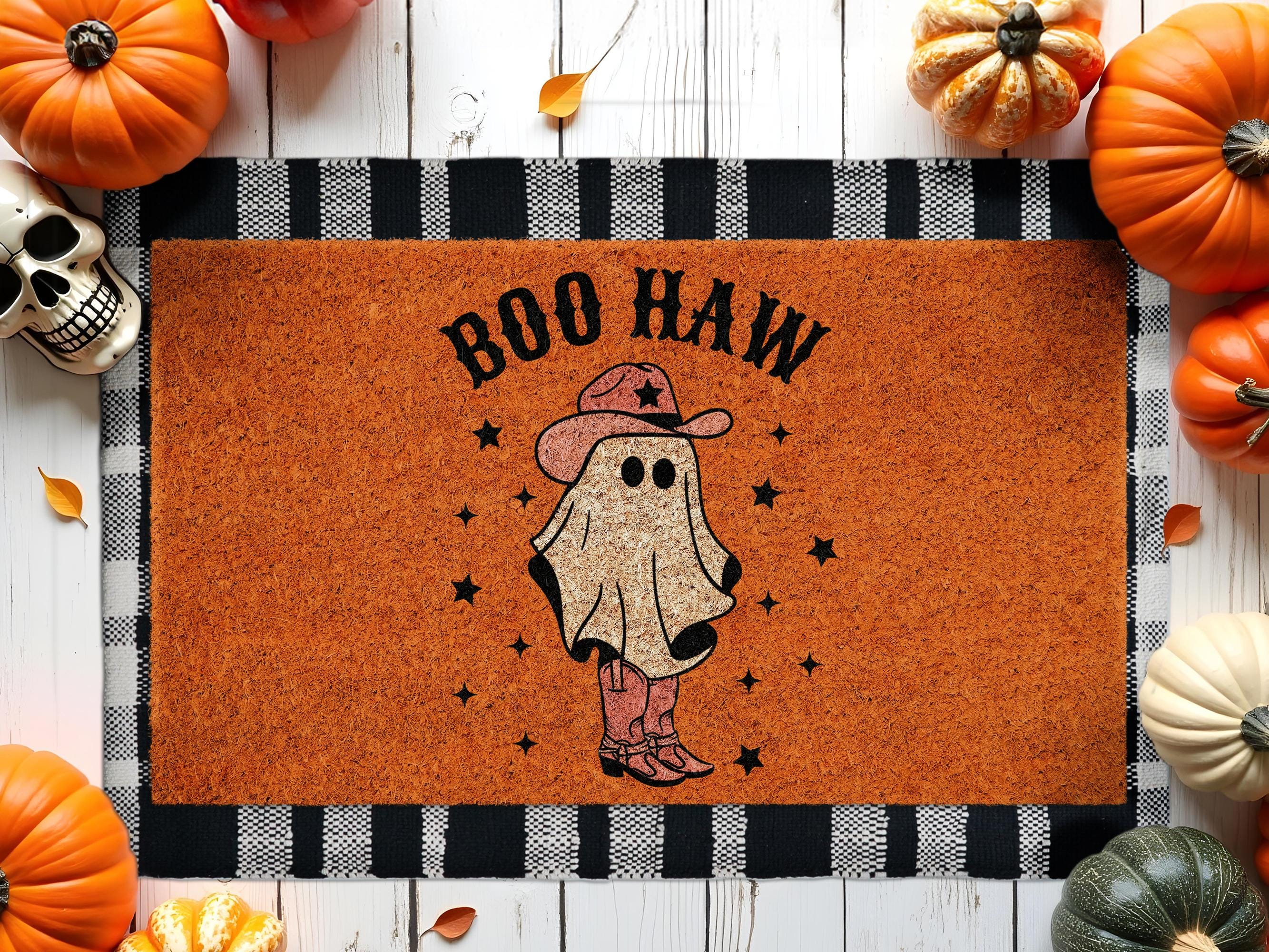 Happy Halloween Coir Door Mat, Welcome Mat, Front Door Mat, Boo