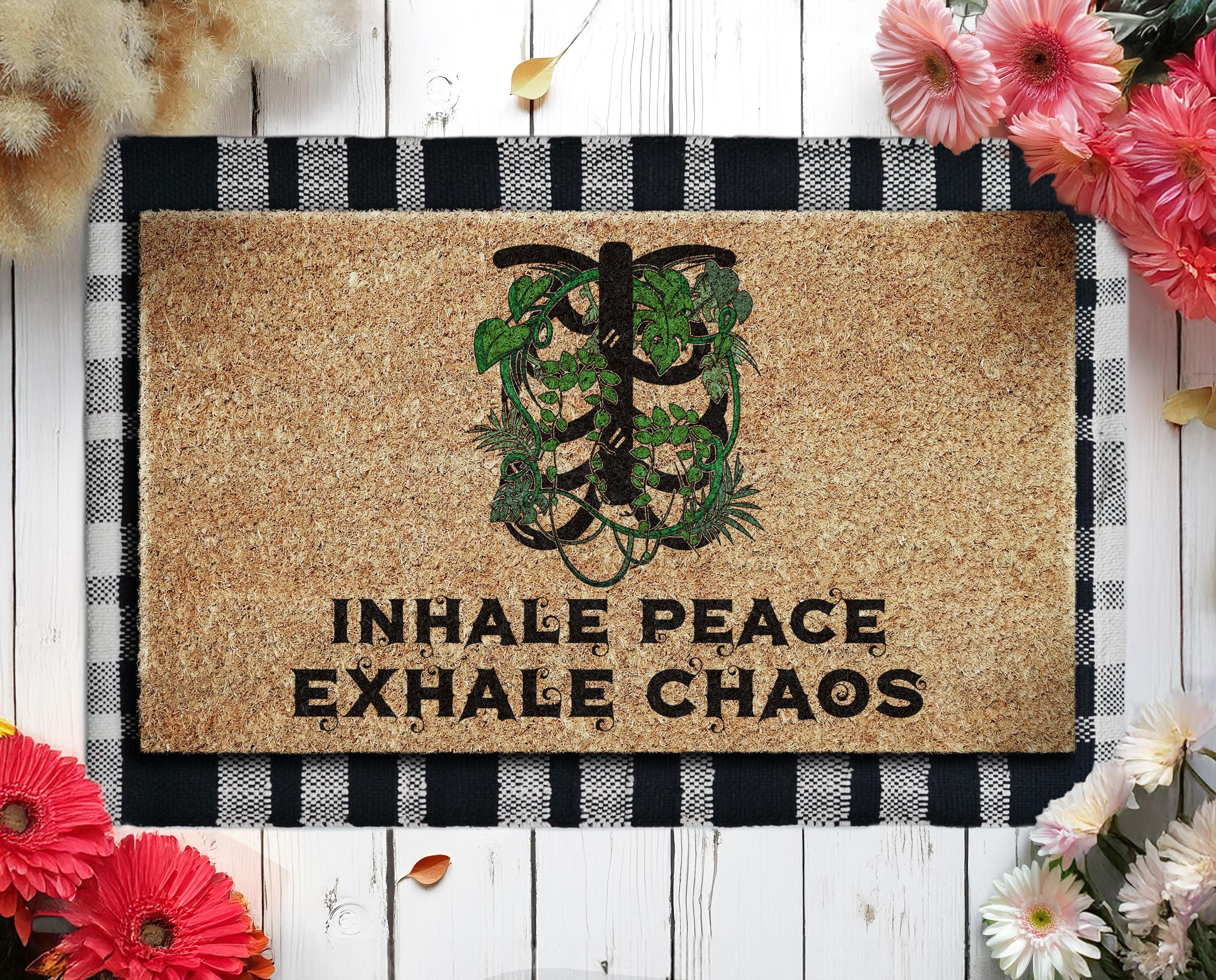 ロー　ハロウィンデザインシート Halloween Coir Doormat, Inhale Peace Exhale Chaos, Funny Fall