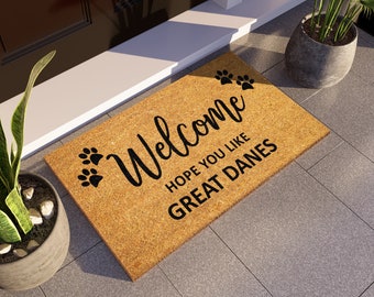 Great Dane Doormat, Hope You Like Great Danes Door Mat, Welcome Funny Doormat, Welcome Great Dane Coir Mat, Dog Breeds S1565