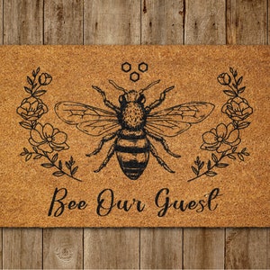 Bee Our Guest Door Mat, Bee Spring Door Mats, Funny Doormat, Welcome Mats